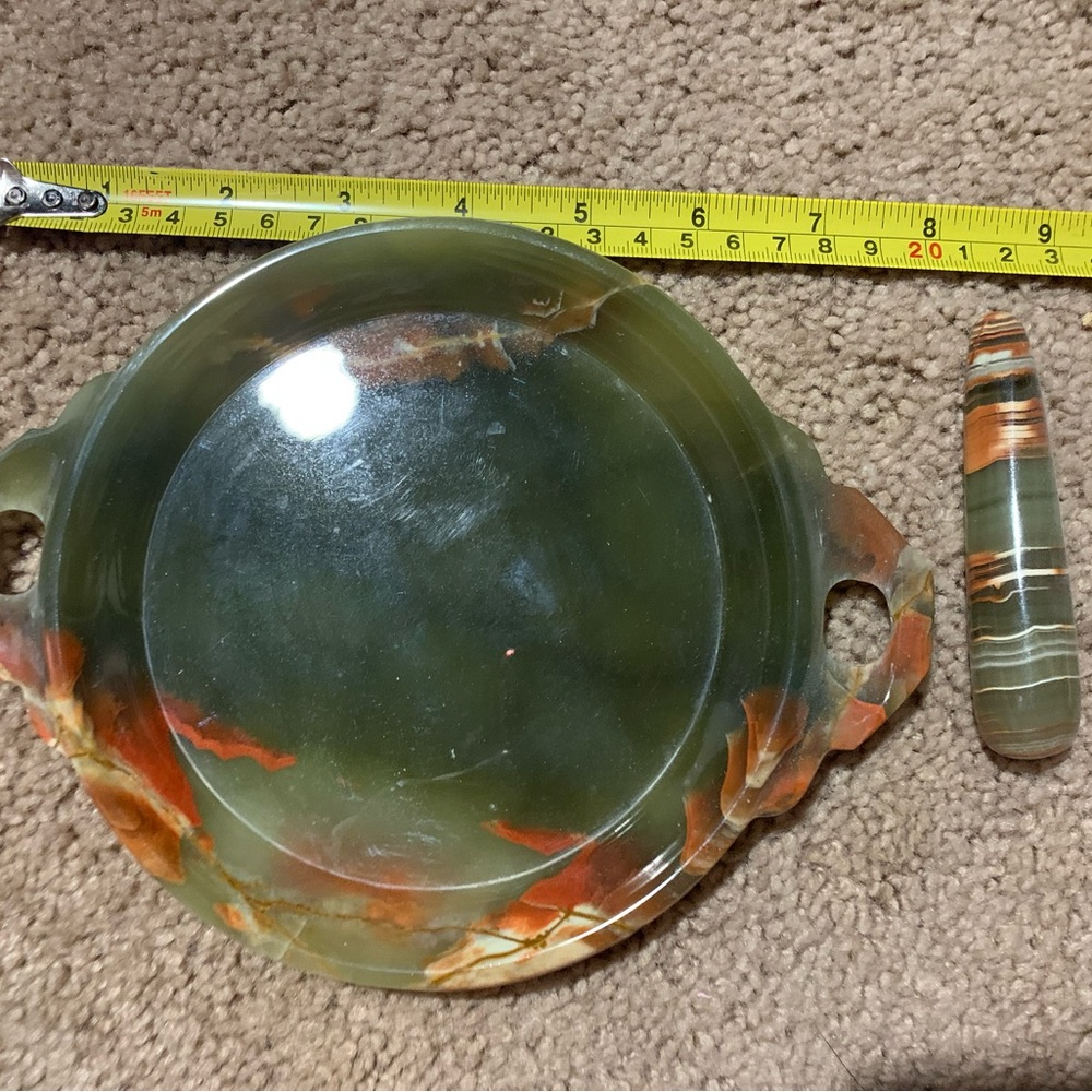 Green Onyx plate and grinder stick